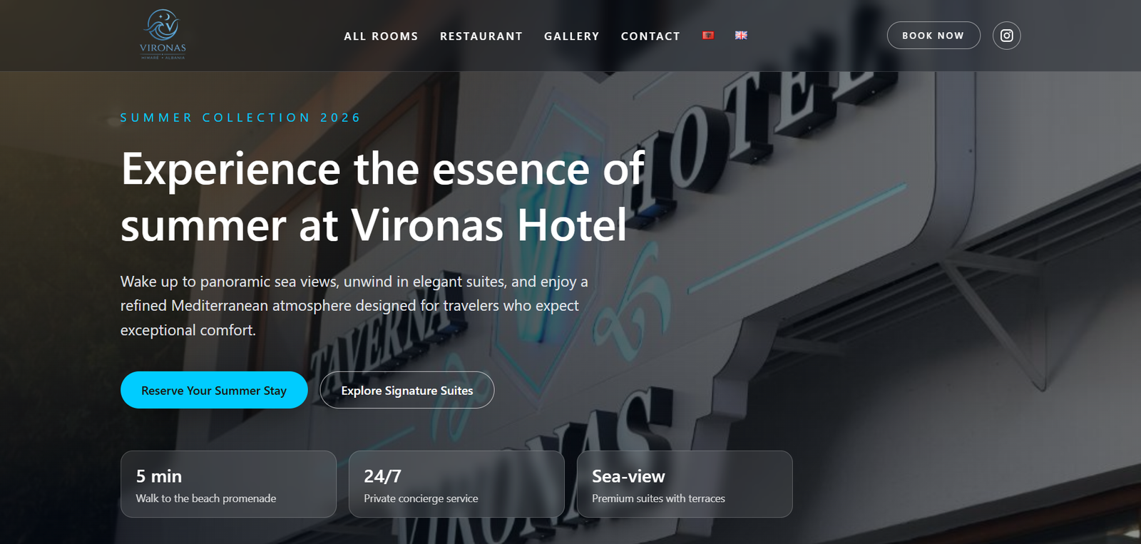 Vironas Hotel website built by Solvex